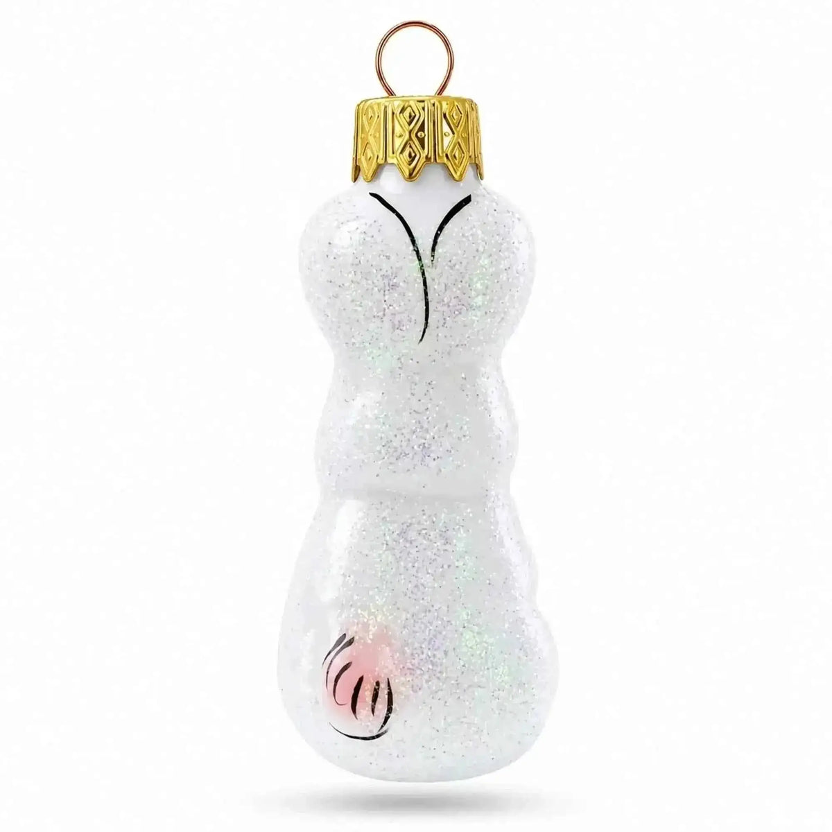 Tall Ear White Bunny Glass Christmas Ornament