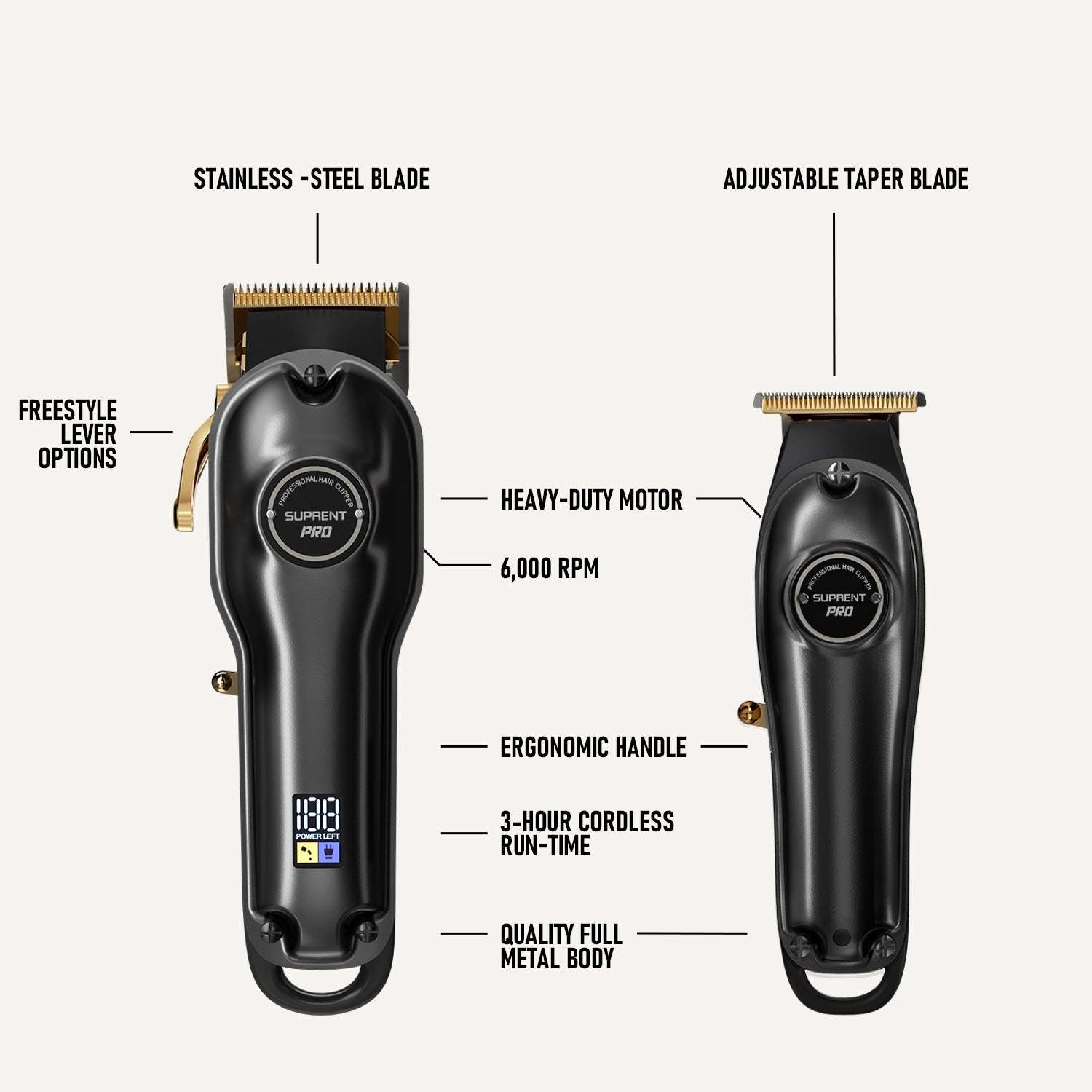 The Black Devil Clipper and Trimmer Set -  HC596BX Cartsfy Inc.