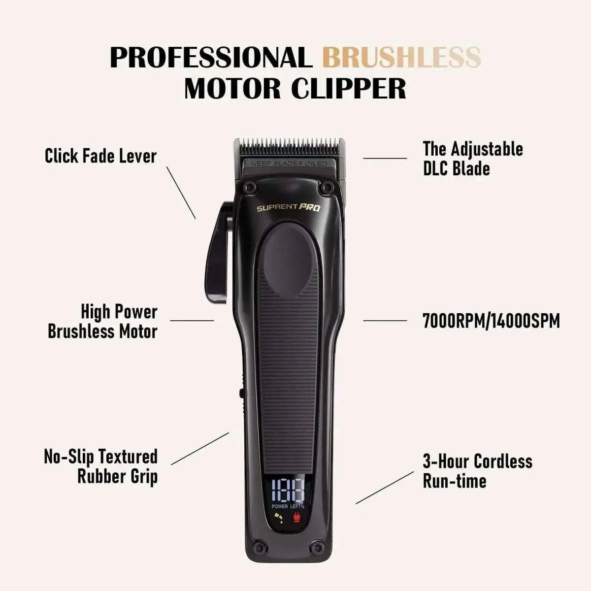 The Black Obsidian Professional Clipper - HC775BX SUPRENT US Default Title Default Title-