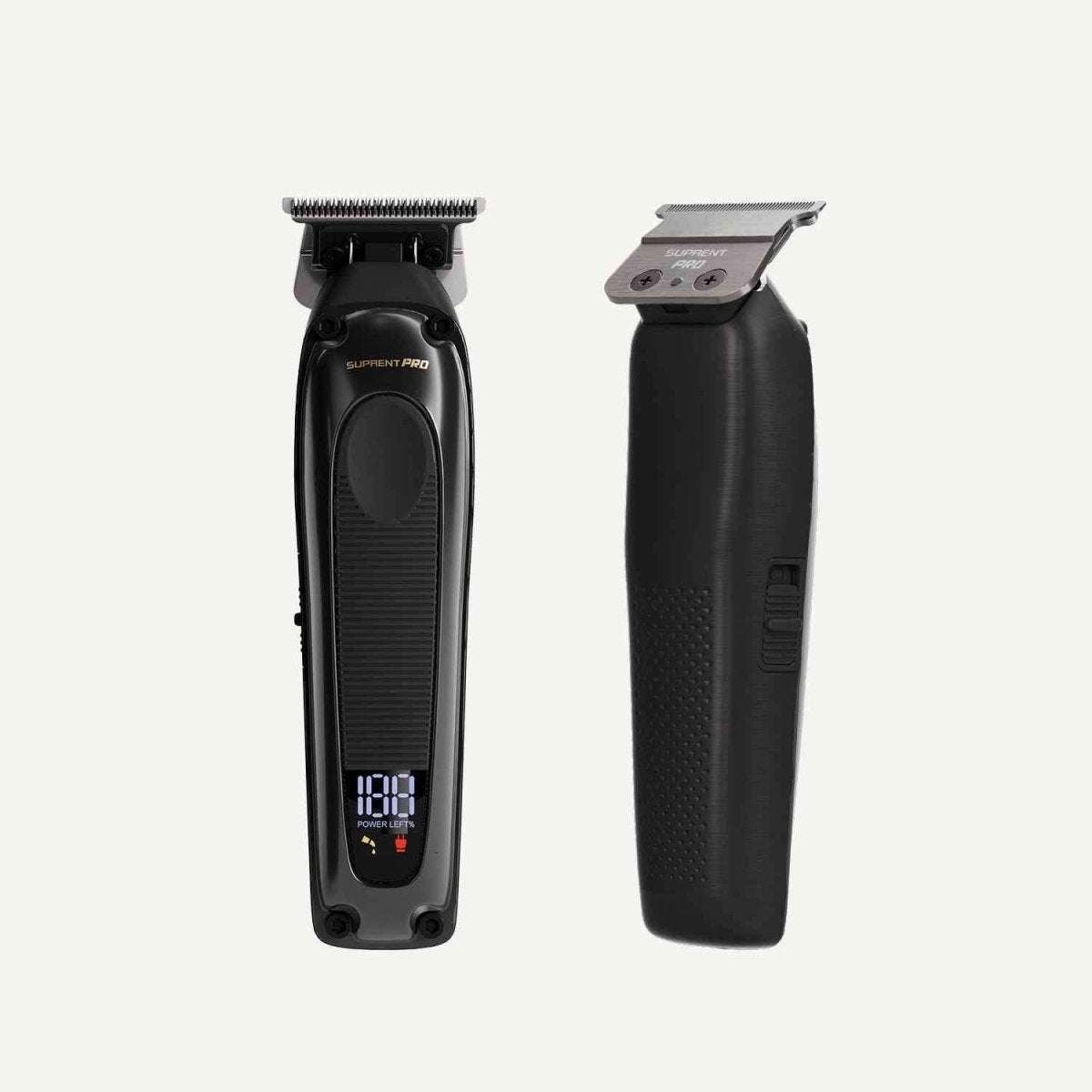 Professional hair trimmer on and off stand, dark black clipper with LCD screen