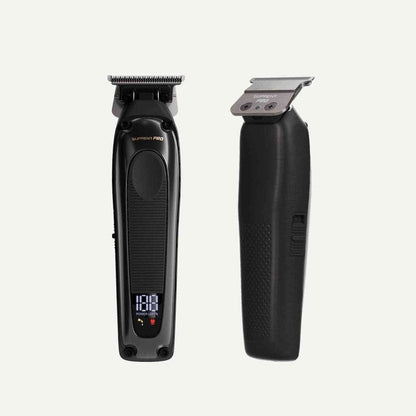 Professional hair trimmer on and off stand, dark black clipper with LCD screen