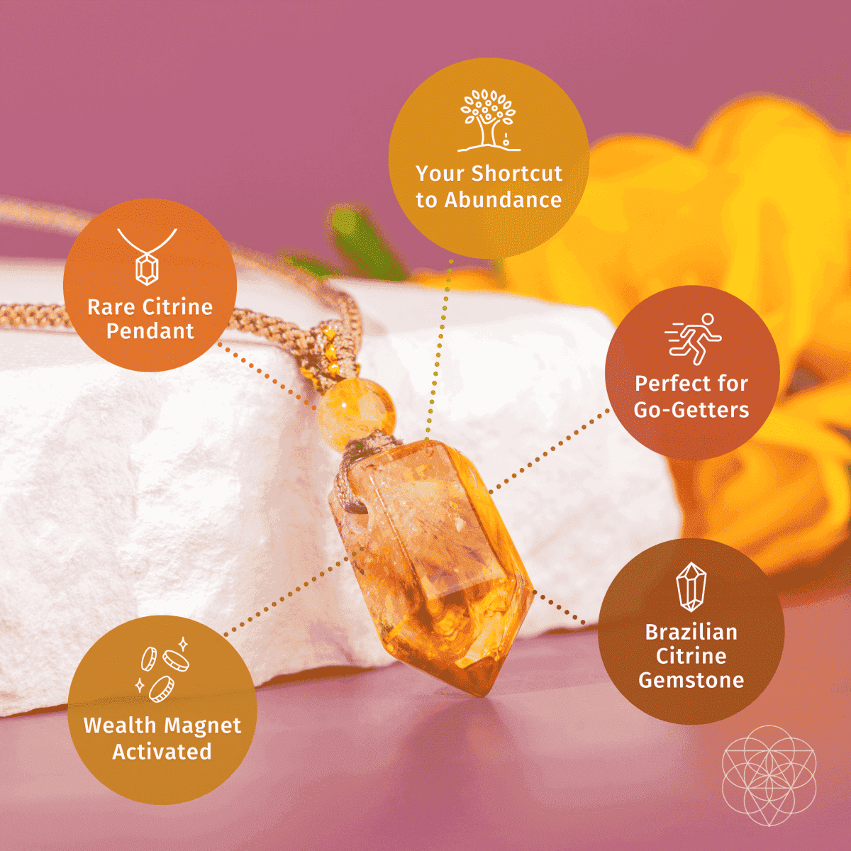 Amber teardrop crystal pendant necklace on a gold-tone chain