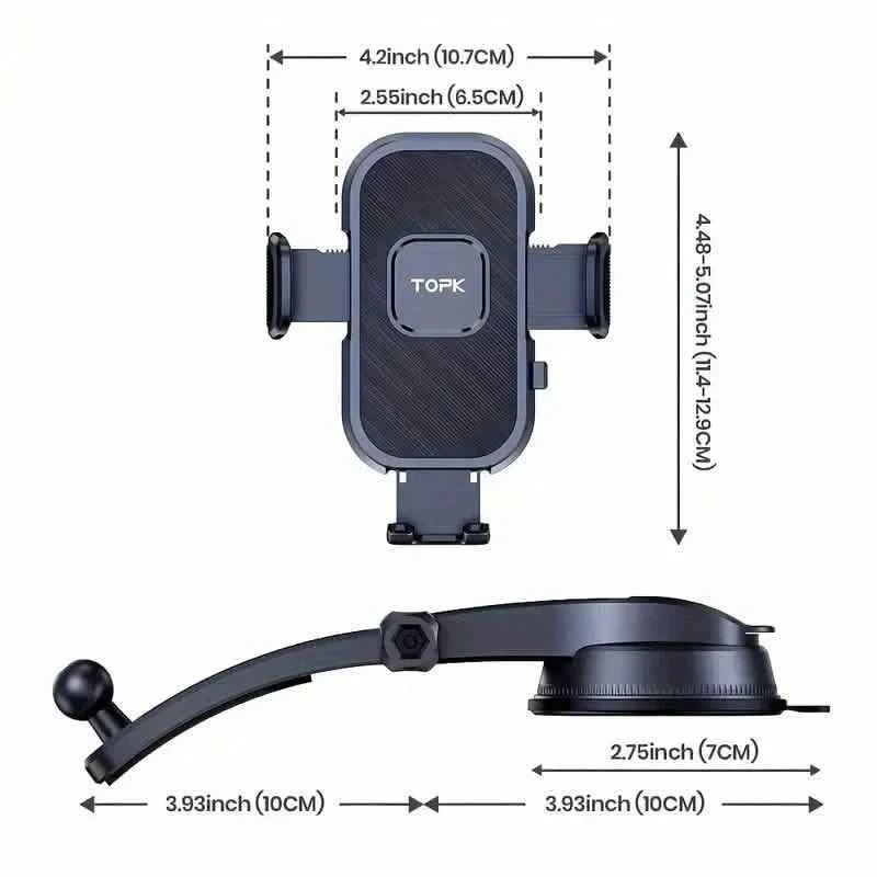 TOPK D38C Car Phone Holder – Adjustable Dashboard Mount - Cartsfy Inc.