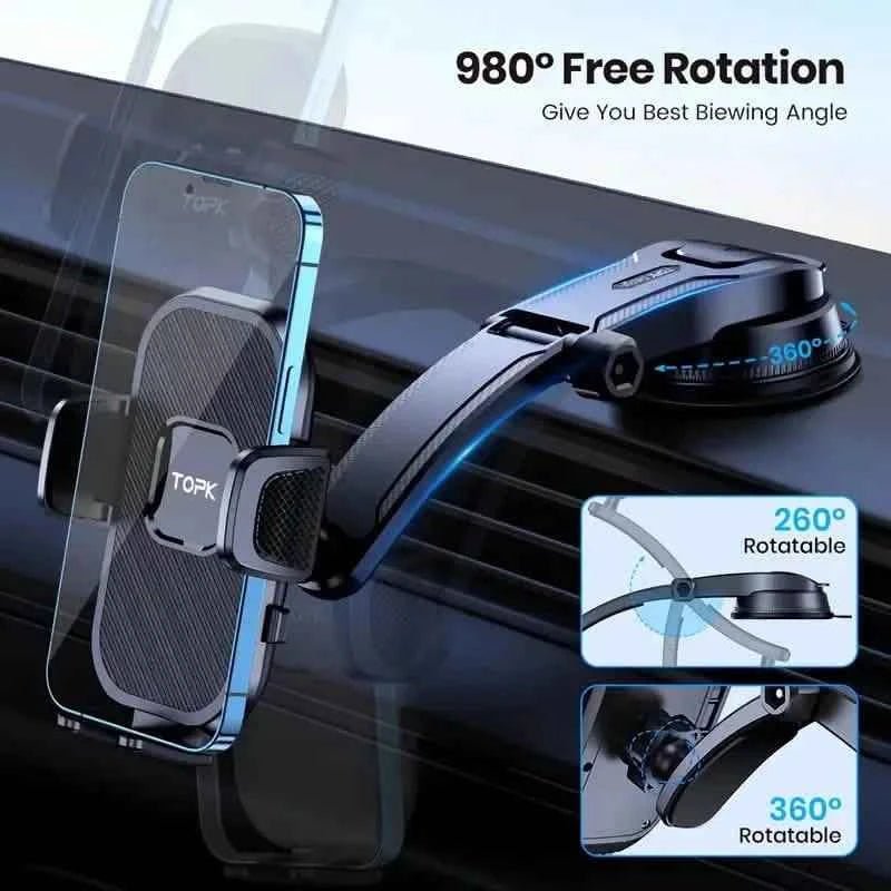TOPK D38C Car Phone Holder – Adjustable Dashboard Mount - Cartsfy Inc.