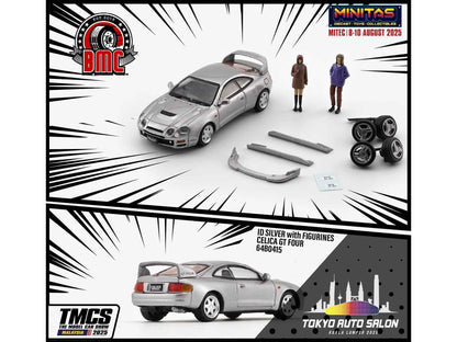 Toyota Celica GT-Four RHD (Right Hand Drive) ID Silver Metallic with 2 Figures and Accessories 1/64 Diecast Model Car by BM Creations Cartsfy Inc.