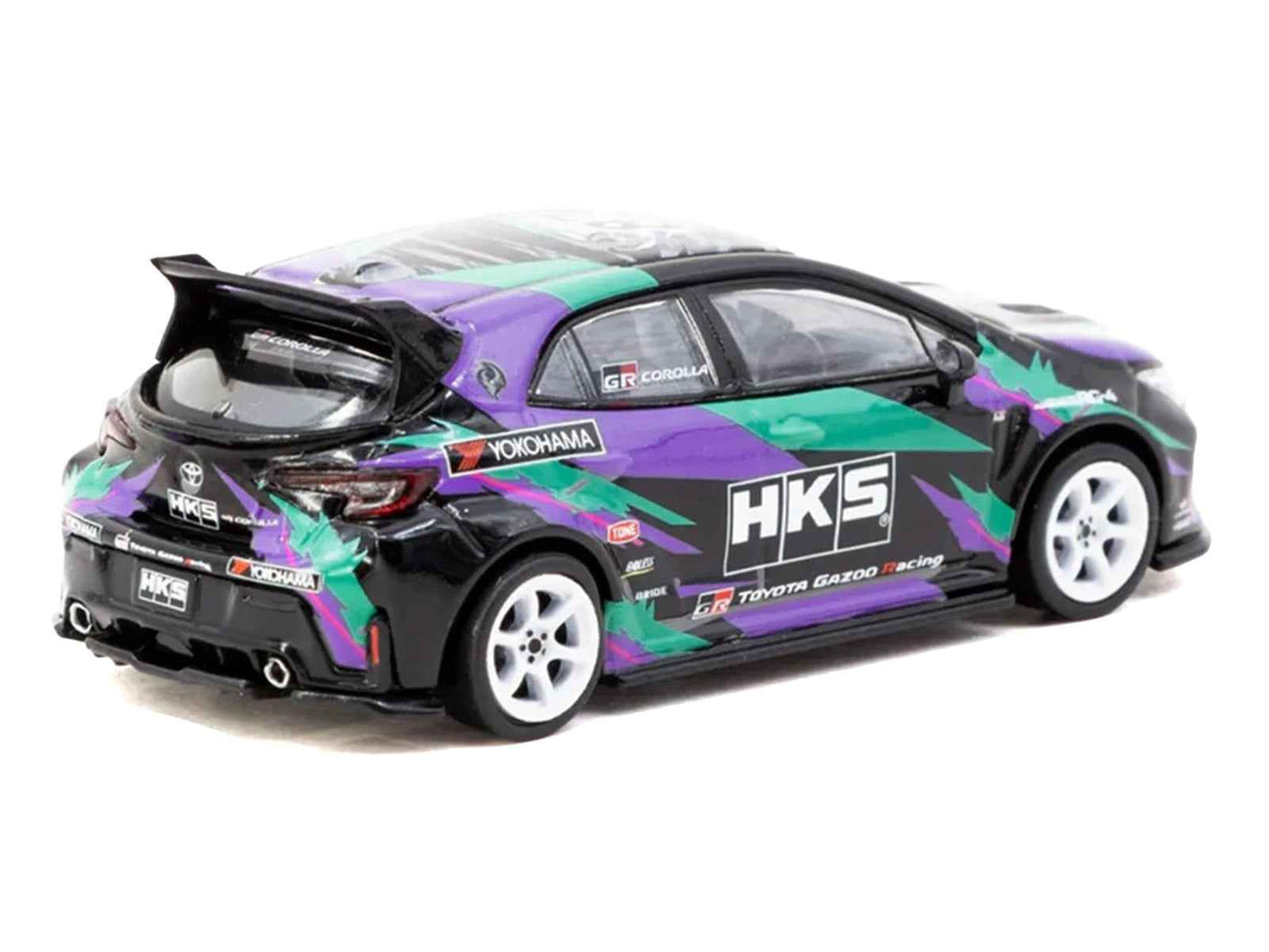 Toyota GR Corolla RHD (Right Hand Drive) "HKS" Black with Graphics "Global64" Series 1/64 Diecast Model by Tarmac Works Cartsfy Inc.