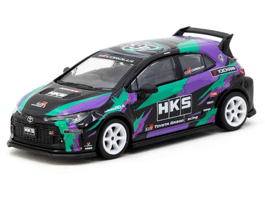 Toyota GR Corolla RHD (Right Hand Drive) "HKS" Black with Graphics "Global64" Series 1/64 Diecast Model by Tarmac Works Cartsfy Inc.
