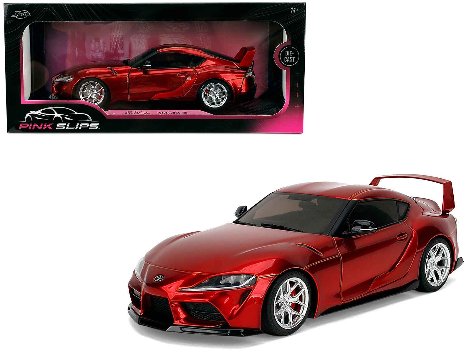 Toyota GR Supra Red Metallic "Pink Slips" Series 1/18 Diecast Model Car by Jada Miniature Motors Default Title Default Title-