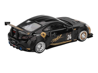 Toyota GR86 "LB-Nation - Liberty Walk" #24 Black with Carbon Hood and Gold Graphics Limited Edition 1/64 Diecast Model Car by Mini GT Cartsfy Inc.