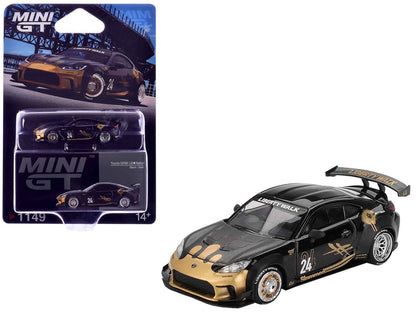 Toyota GR86 "LB-Nation - Liberty Walk" #24 Black with Carbon Hood and Gold Graphics Limited Edition 1/64 Diecast Model Car by Mini GT Cartsfy Inc.