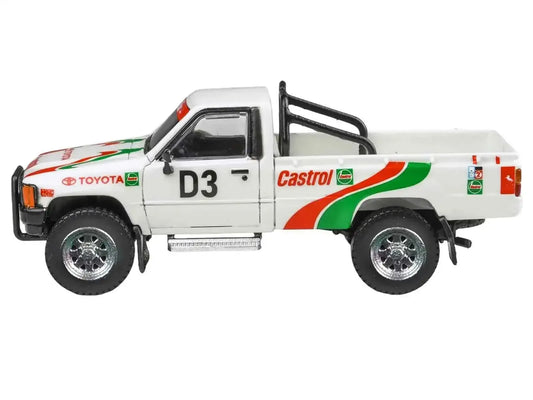 Toyota Hilux Pickup Truck #D3 "Castrol" White with Graphics "Rustenburg 400 Rally" (1995) 1/64 Diecast Model Car by Paragon Models Miniature Motors Default Title Default Title-