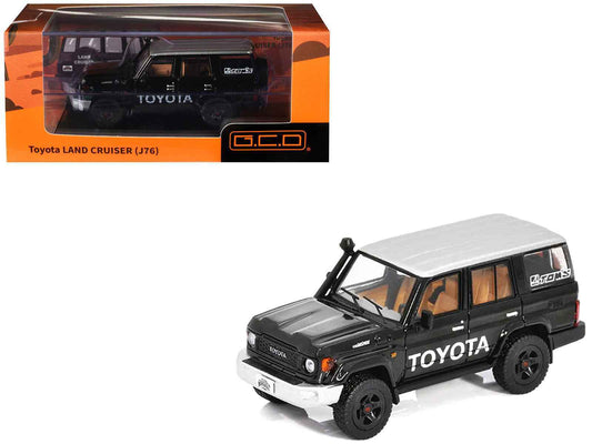 Toyota Land Cruiser (J76) Black with Silver Metallic Top 1/64 Diecast Model Car by GCD Cartsfy Inc.
