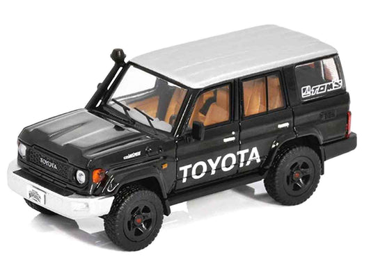 Toyota Land Cruiser (J76) Black with Silver Metallic Top 1/64 Diecast Model Car by GCD Cartsfy Inc.