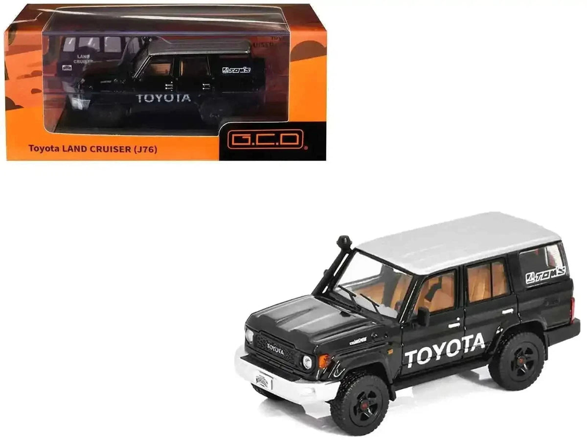 Toyota Land Cruiser (J76) Black with Silver Metallic Top 1/64 Diecast Model Car by GCD Cartsfy Inc.