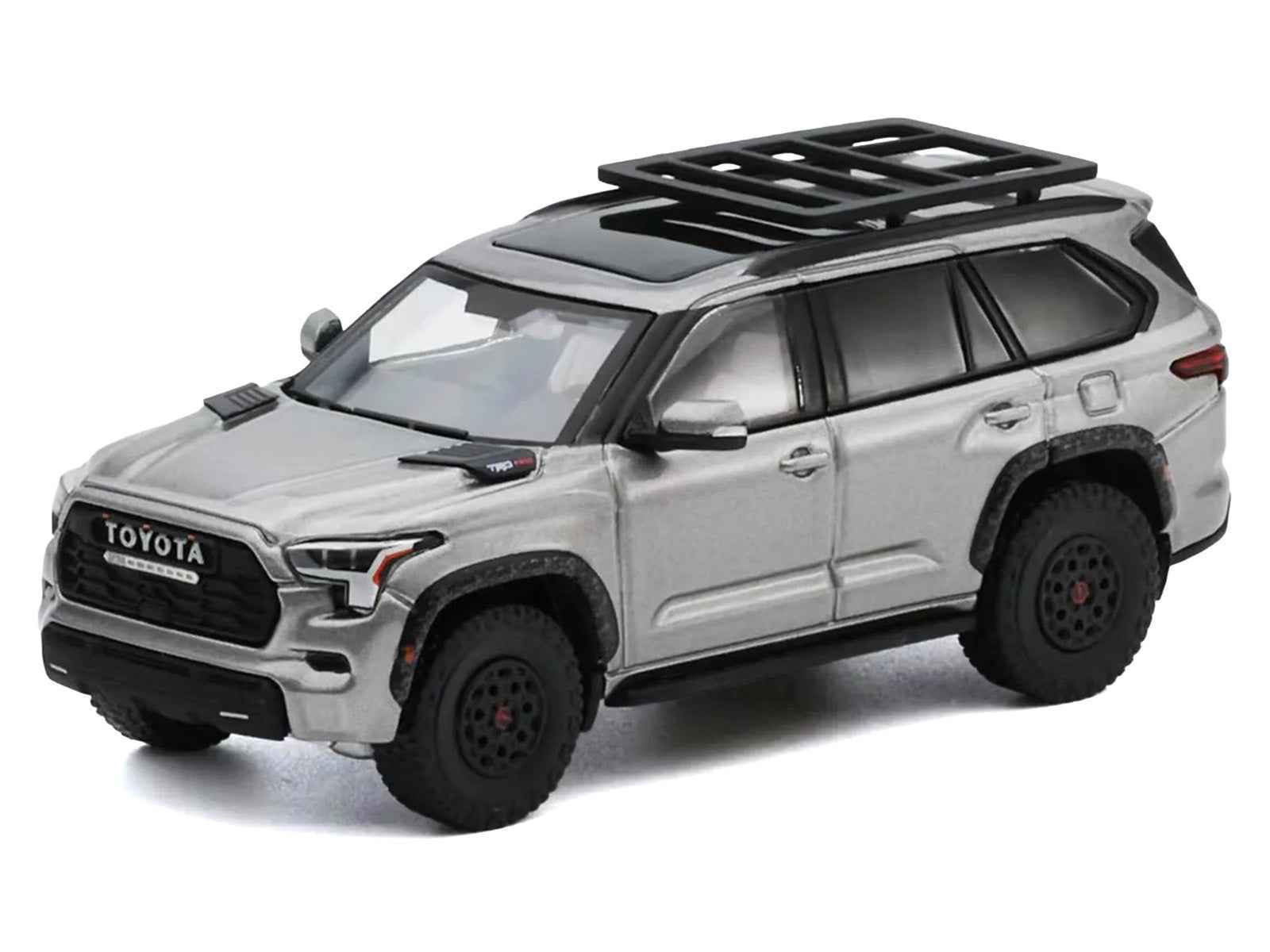 Toyota Sequoia TRD PRO Silver Metallic with Roof Rack 1/64 Diecast Model Car by GCD Cartsfy Inc.