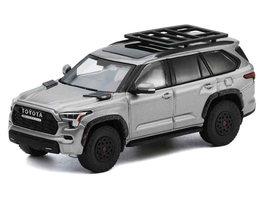 Toyota Sequoia TRD PRO Silver Metallic with Roof Rack 1/64 Diecast Model Car by GCD Cartsfy Inc.