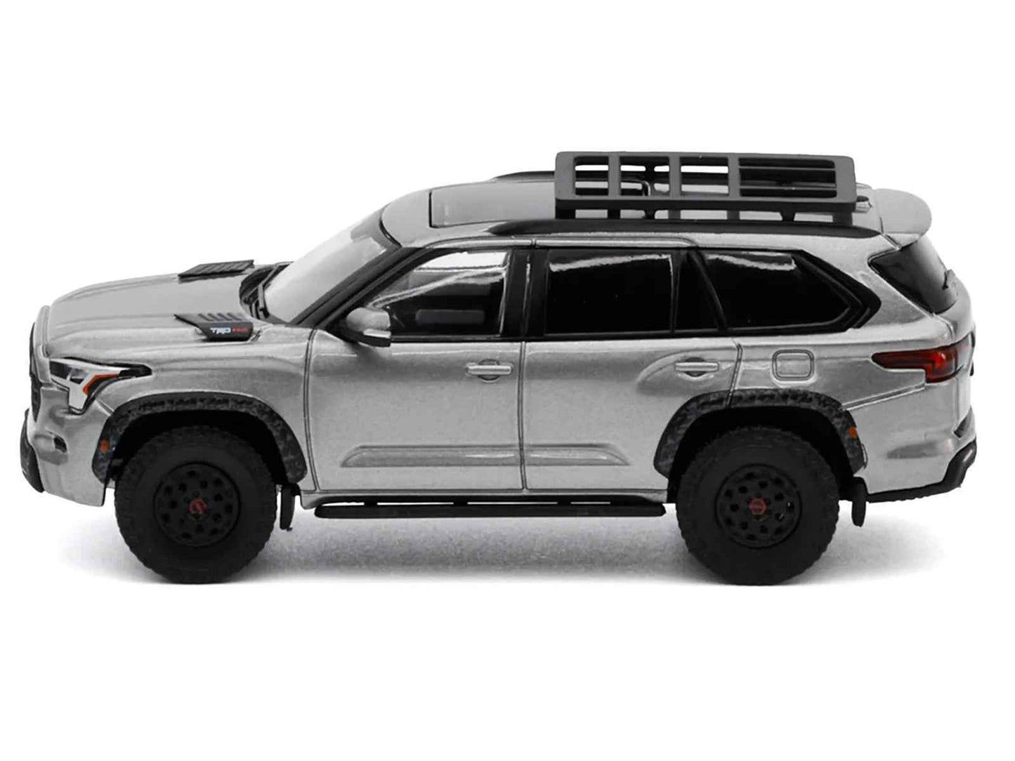 Toyota Sequoia TRD PRO Silver Metallic with Roof Rack 1/64 Diecast Model Car by GCD Cartsfy Inc.
