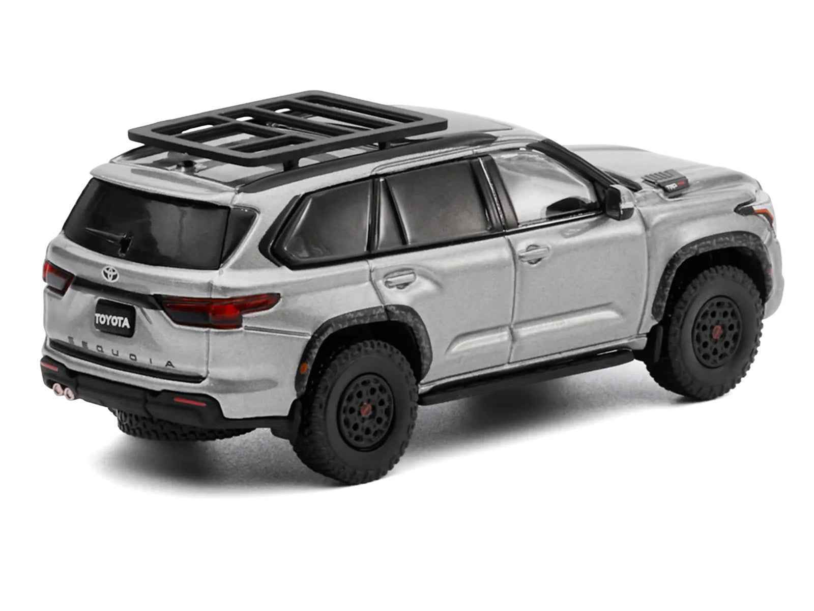 Toyota Sequoia TRD PRO Silver Metallic with Roof Rack 1/64 Diecast Model Car by GCD Cartsfy Inc.