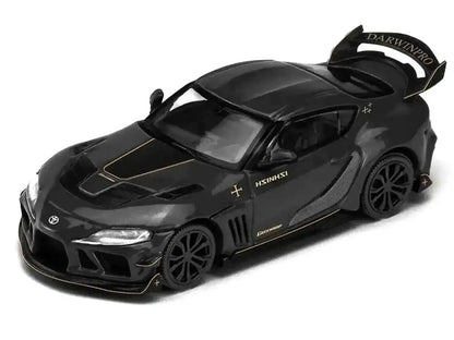 Toyota Supra DarwinPro Black with Gold Accents "Enigma Exclusive Edition" 1/64 Diecast Model Car by Pop Race Cartsfy Inc.