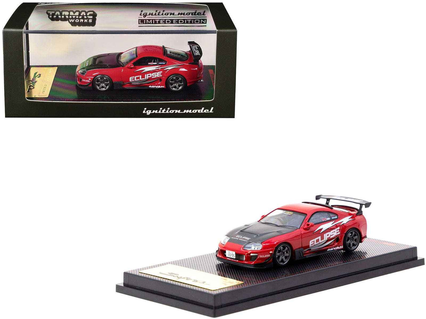 Toyota Supra (JZA80) RZ RHD (Right Hand Drive) "Eclipse Racing Concept" Red with Carbon Hood 1/64 Diecast Model Car by Ignition Model Miniature Motors Default Title Default Title-