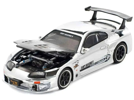 Toyota Supra "Top Secret" GT300 RHD (Right Hand Drive) Silver Chrome 1/64 Diecast Model Car by Pop Race Cartsfy Inc.