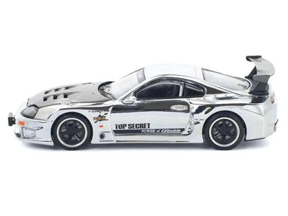 Toyota Supra "Top Secret" GT300 RHD (Right Hand Drive) Silver Chrome 1/64 Diecast Model Car by Pop Race Cartsfy Inc.