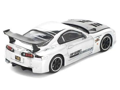 Toyota Supra "Top Secret" GT300 RHD (Right Hand Drive) Silver Chrome 1/64 Diecast Model Car by Pop Race Cartsfy Inc.