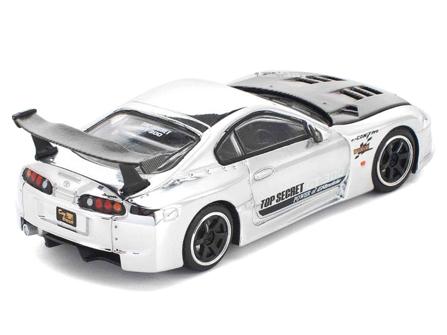 Toyota Supra "Top Secret" GT300 RHD (Right Hand Drive) Silver Chrome 1/64 Diecast Model Car by Pop Race Miniature Motors Default Title Default Title-