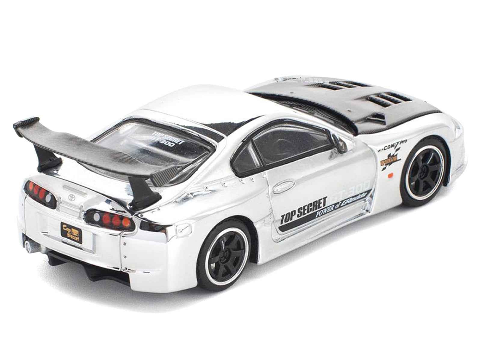 Toyota Supra "Top Secret" GT300 RHD (Right Hand Drive) Silver Chrome 1/64 Diecast Model Car by Pop Race Miniature Motors Default Title Default Title-
