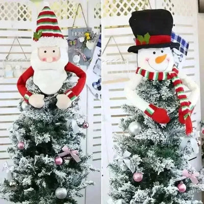 Traditional Wool Festive Christmas Tree Top Star and Snowman Decoration
