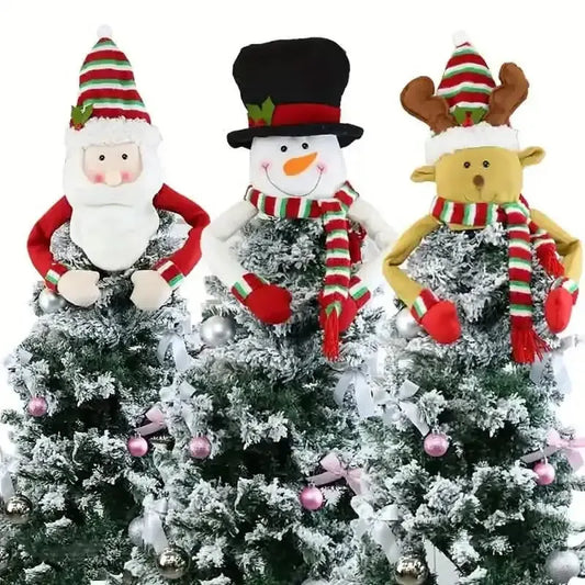 Traditional Wool Festive Christmas Tree Top Star and Snowman Decoration DailySale A B C A-B-C-