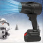 Black cordless handheld blower with air outlet and vented fan housing