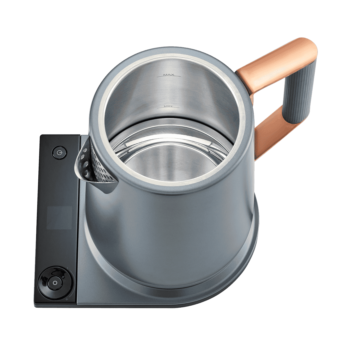 Pearl white electric Turkish tea maker with copper handle and stainless inner pots