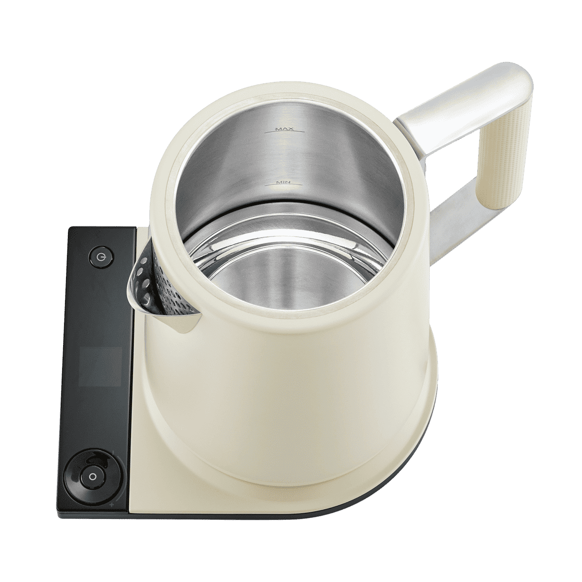 Pearl white Turkish tea maker with open inner pot and stainless steel basin