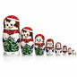 Set of 10 Snowmen with Christmas Tree Wooden Nesting Dolls 10.25 Inches