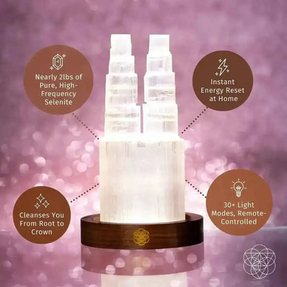 Two-Tower Selenite Lamp – Deep Energy Cleanse & Reset Conscious Items Default Title Default Title-
