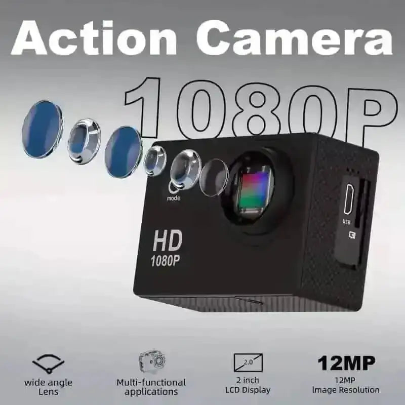 Ultra HD 1080P Action Camera – 140° Wide Angle, Fisheye Lens, LCD Display DailySale Default Title Default Title-