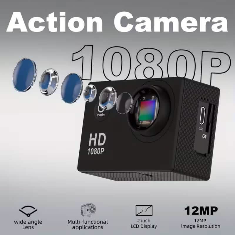 Ultra HD 1080P Action Camera – 140° Wide Angle, Fisheye Lens, LCD Display Cartsfy Inc.