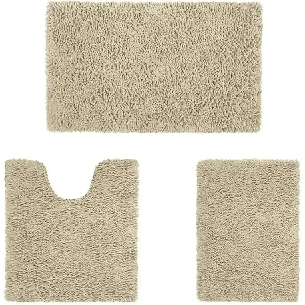Ultra Soft Non-Slip Chenille Bathroom Rugs Set - 3-Piece Cartsfy Inc.