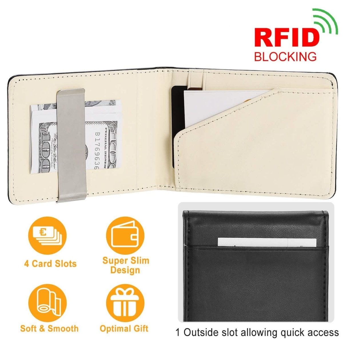 Unisex PU Leather Wallet RFID Blocking - Cartsfy Inc.