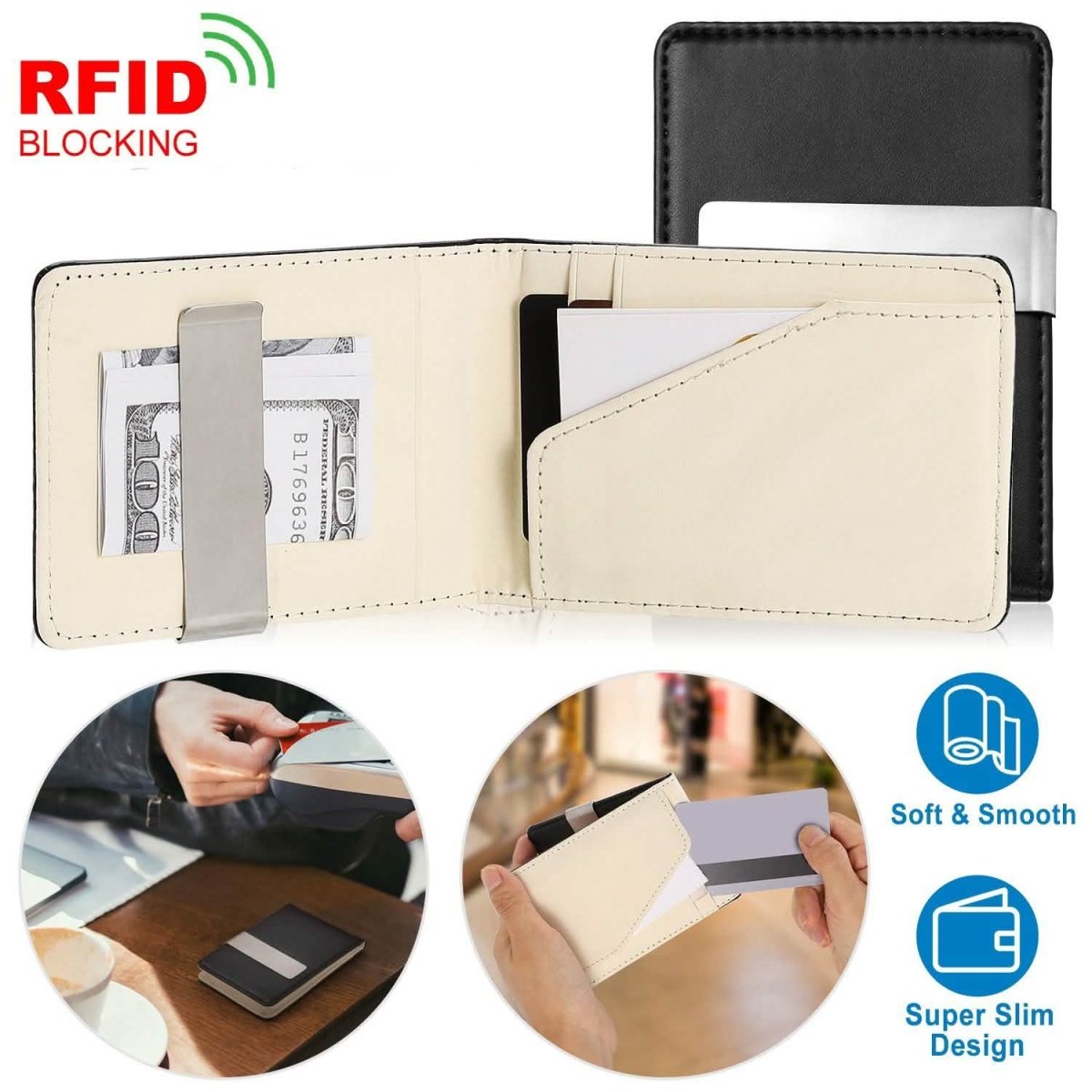 Unisex PU Leather Wallet RFID Blocking - Cartsfy Inc.