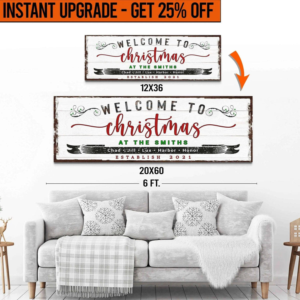Upgrade Your 'Christmas Sign' (Style 1) Canvas To 20x60 Inches Tailored Canvases Default Title Default Title-