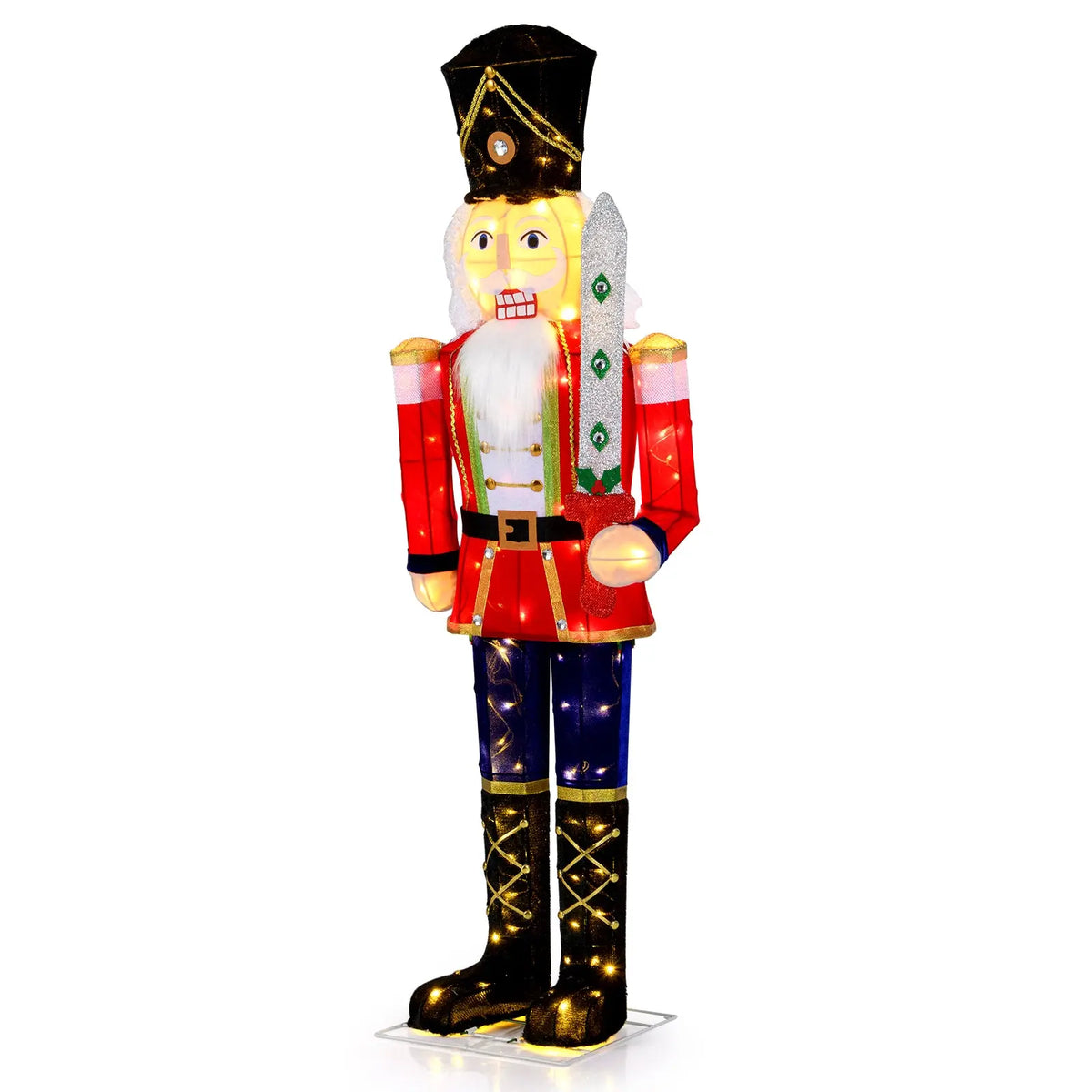 Set of 2 5 FT Christmas Nutcracker Outdoor Christmas Decoration with Glitter Sword