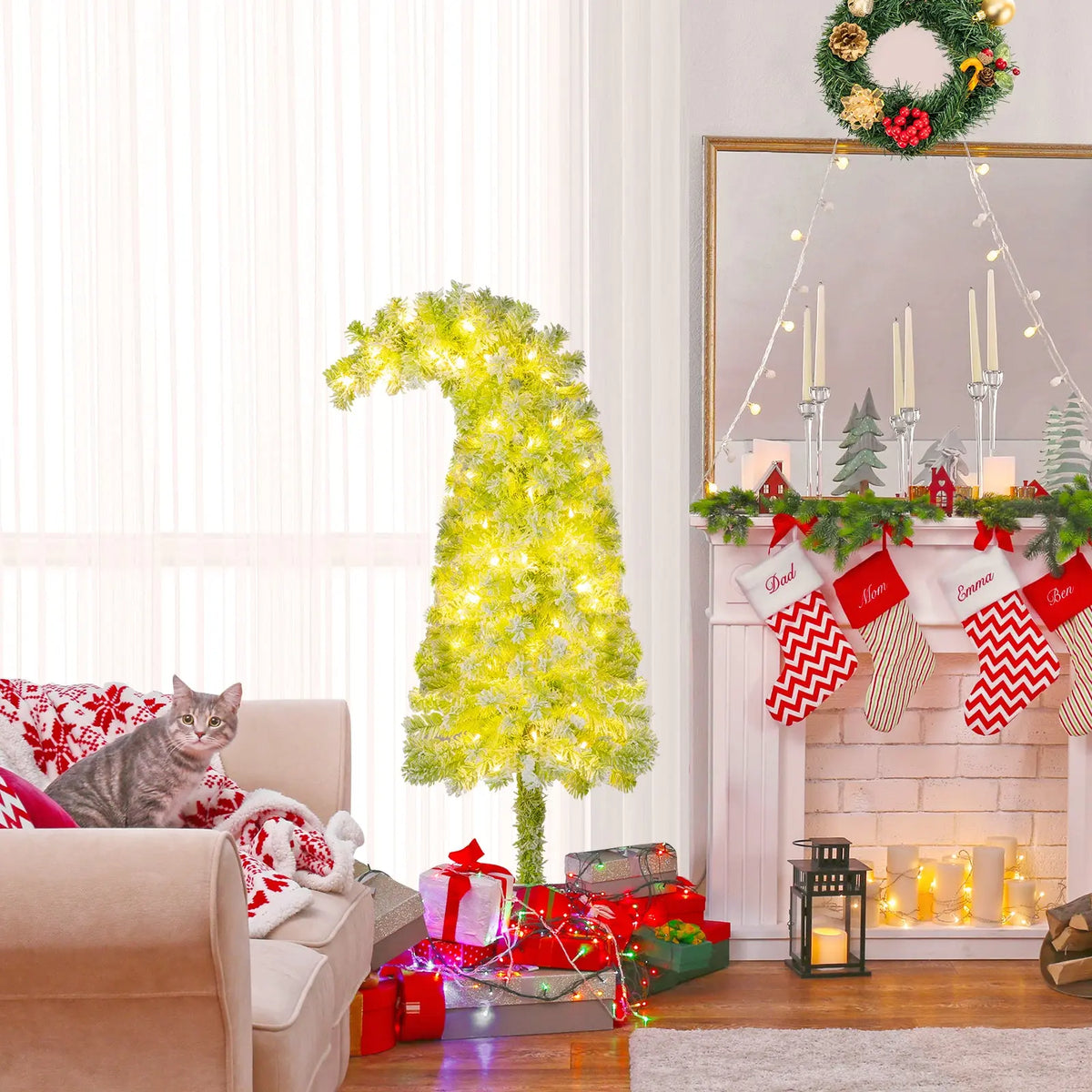 5/6/7 FT Whimsical Christmas Tree with Bendable Top and 216/290/366 Branch