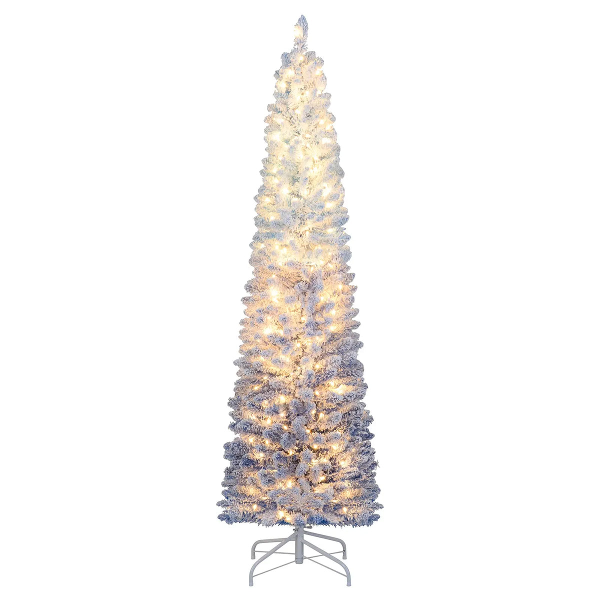 6/7 Feet Snow-flocked Artificial Christmas Tree with 220/290 Warm White LED Lights