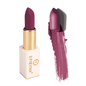 Plum matte lipstick with gold case and plum swatch