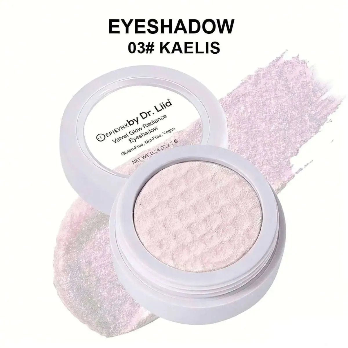Velvet Glow Radiance Eyeshadow - Vegan, Gluten-Free, Nut-Free, Egg-Free EpiLynx #1 Lumire #2 Vespera #3 Kaelis #1 Lumire-#2 Vespera-#3 Kaelis-#4 Zephyra-#5 Nyxium-#6 Astrale-#7 Crylene-#8 Elyzia-#9 Ravelle-#10 Solinae-#11 Luminax-#12 Glissyn-#13 Prismyx-#14 Aurixis-#15 Velarex-#16 Krystix-#17 Nebulon-#18 Opalix-#19 Fluorix-#20 Cromyx-