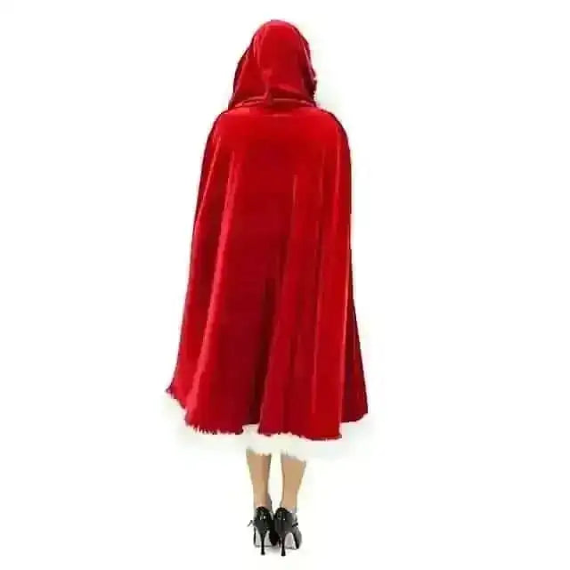 Velvet Hooded Cape Cloak Santa Cosplay Christmas Costumes Women Cartsfy Inc.
