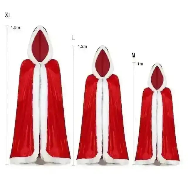 Velvet Hooded Cape Cloak Santa Cosplay Christmas Costumes Women Cartsfy Inc.
