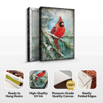 Vintage Cardinal Christmas Wall Art Tailored Canvases 18x12 inch Medium Premium Gallery Wrapped 24x16 inch Large Premium Gallery Wrapped 36x24 inch Extra Large Premium Gallery Wrapped 18x12 inch Medium Premium Gallery Wrapped-24x16 inch Large Premium Gallery Wrapped-36x24 inch Extra Large Premium Gallery Wrapped-